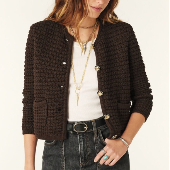 Ba&sh Gaspard Solid Color Knit Cardigan - Brown
